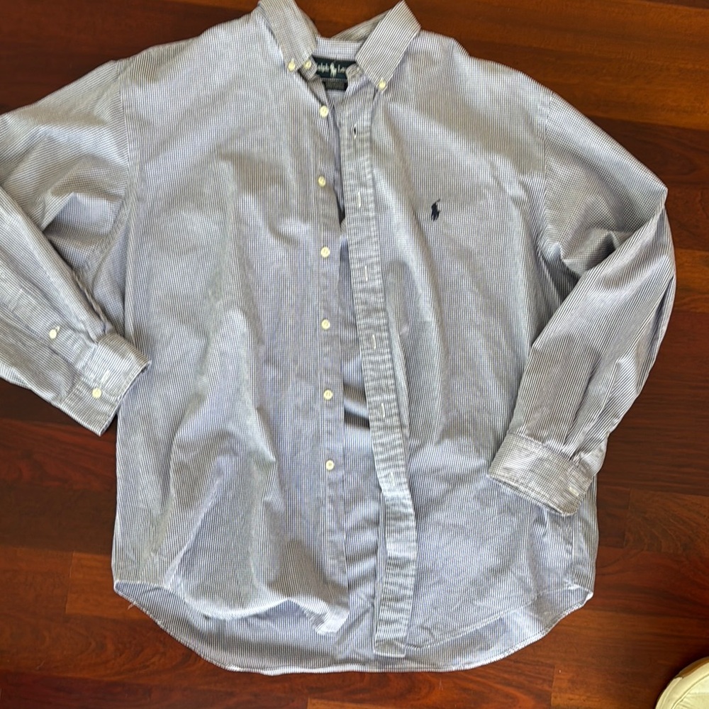 Ralph Lauren Blue Label Blue Dress Shirt Classic Cotton